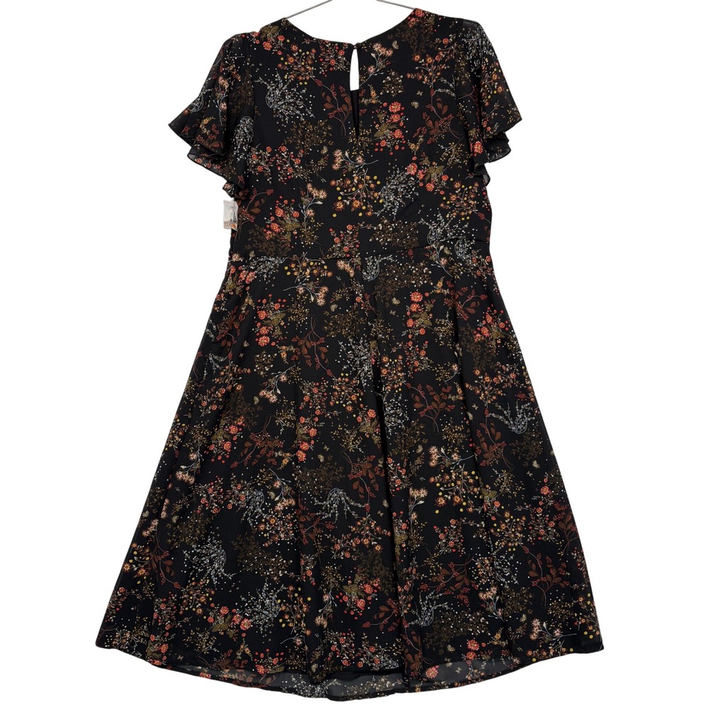 ModCloth Womens Dress 1X Black Embellished To Perfection Floral Sequin Flutter - Picture 7 of 14